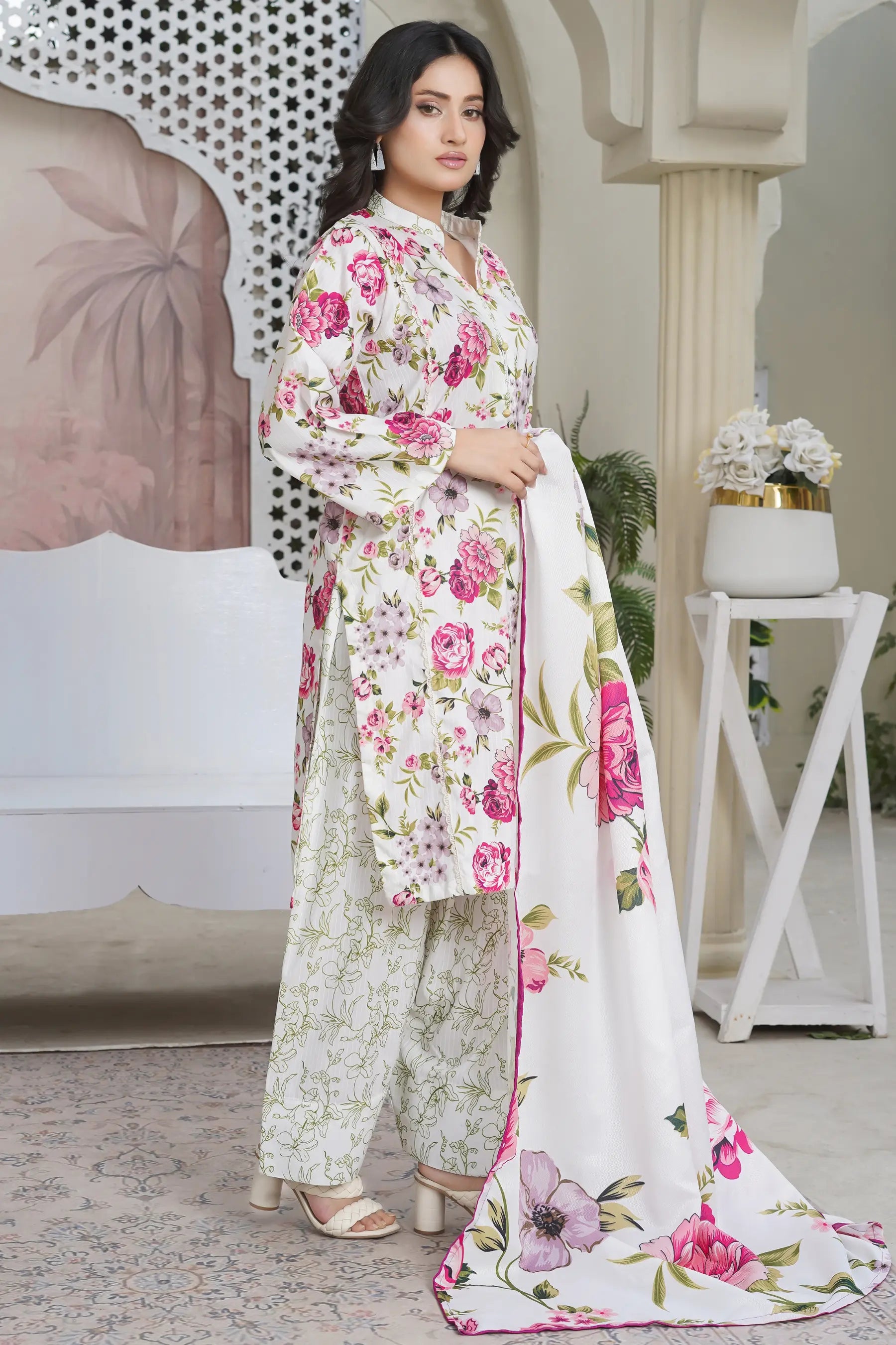 Sapphire 3 Piece Stitched Suit front design view